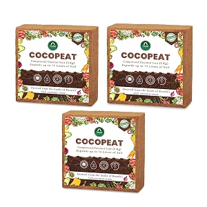 trustbasket cocopeat 15 kg block set of 3-5kg each  expands upto 75 litres of powder  garden soil  hydroponic plants kitchen gardening and terrace gardening indoor plants and outdoor plants