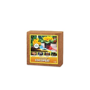 trustbasket cocopeat 1 kg block  expands upto 5 litres of powder  hydroponic plants kitchen gardening and terrace gardening