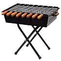 TrustBasket Foldable Charcoal Barbeque Grill Set for Home with 8 Skewers & Charcoal Tray | Portable BBQ Grill, Tandoori Grill & Chicken Grill Machine in Sleek Black