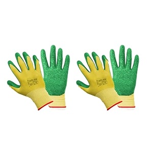 trustbasket gardening gloves - ergonomically designed breathable material crinkle finish for superior grip polyester cotton seamless liner heavy duty hand gloves farming amp agriculture set of 2