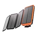 TrustBasket 20000mAh Solar Power Bank, 4 Solar Panels, 2 USB &amp; 1 Type C Output for 3 Device Charging, 3 Mode LED Flashlight,Rugged and Compact | Solar Charger Power Bank | Portable Solar Charger