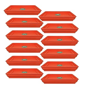 trustbasket uv treated square bottom trayplatesaucer suitable for 10 inch square plastic pot - terracotta color - set of 12  heavy duty highly durable plant saucer gamla for indoor home decor amp outdoor balcony garden