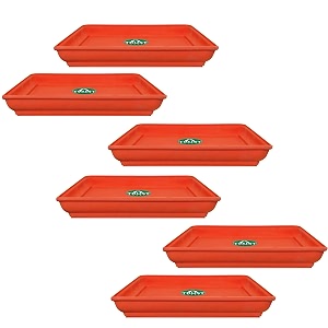 trustbasket uv treated square bottom trayplatesaucer suitable for 6 inch square plastic pot - terracotta color - set of 6  heavy duty highly durable plant saucer gamla for indoor home decor amp outdoor balcony garden