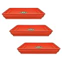 TrustBasket UV Treated Square Bottom Tray(Plate/Saucer) Suitable for 8 inch Square Plastic Pot - Terracotta Color - Set of 3 | Heavy Duty Highly Durable Plant saucer Gamla for Indoor Home Decor &amp; Outdoor Balcony Garden