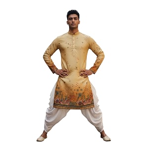 Trustous Mens Printed Kurta Dhoti Set Traditional