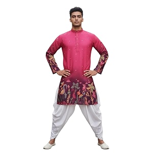 Trustous Mens Printed Kurta Dhoti Set Traditional