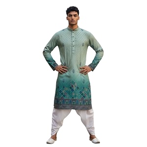 Trustous Mens Printed Kurta Dhoti Set Traditional