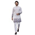 Trustous Men39s White Printed Kurta Stylish