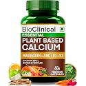 BioClinical 500mg Plant Calcium Magnesium Zinc Vitamin D3 + K2 for Joint Support & Bone Health -100% Plant Based Supplement -Made with Natural Ayurvedic Herbs & Plant Extracts - 60 Veg Capsules