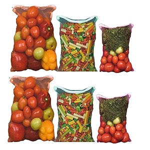 truveli ziplock mesh fridge bags for vegetables fruits food toys grocery - set of 6
