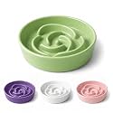 TRUVIC Ceramic Slow Feeder Dog Bowls, 1.5 Cup Puzzle Slow Feeder Bowls for Fast Eaters, Ceramic Dog Food Dish no Black Chin, Puzzle Bowl for Medium Dogs, Green