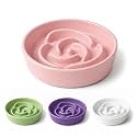 TRUVIC Ceramic Slow Feeder Dog Bowls Small Breed, 0.6 Cup Slow Feeder Cat Bowls for Fast Eaters, Ceramic Dog Food Dish no Black Chin, Puzzle Bowl for Small Dogs and Cats, Pink