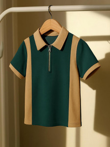 Try This Colorblock Men Polo Neck Dark