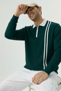 Try This Colorblock Men Polo Neck Green