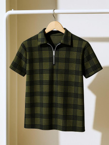 Try This Colorblock Men Polo Neck Green