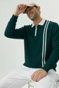 Try This Colorblock Men Polo Neck Green