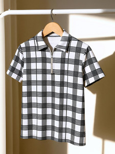 Try This Colorblock Men Polo Neck White