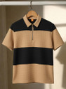 Try This Colorblock Men Zip Neck Brown