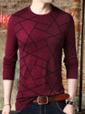 Try This Geometric Print Men Round Neck Maroon T-Shirt