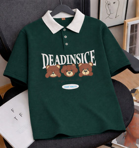 Try This Printed Men Polo Neck Green