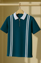 Try This Striped Men Polo Neck Green