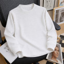 Try This Striped Men Zip Neck White
