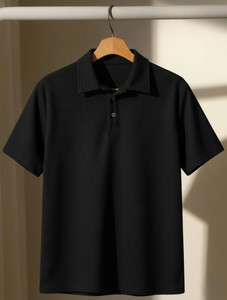Try This Typography Men Polo Neck Black