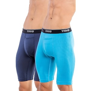 tryb mens compression shorts amp pants  sports innerwear for gym running amp training  quick dry breathable 4-way stretch moisture wicking anti-chafing muscle support athletic wear with pocket