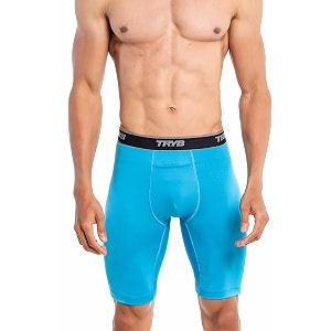 tryb mens compression shorts long leg performance underwear spandex running workout athletic quick dry tights boxer brief trunk pro-compression-tblue-s