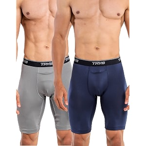 tryb mens compression shorts amp pants  sports innerwear for gym running amp training  quick dry breathable 4-way stretch moisture wicking anti-chafing muscle support athletic wear with pocket