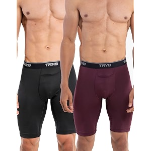 tryb mens compression shorts amp pants  sports innerwear for gym running amp training  quick dry breathable 4-way stretch moisture wicking anti-chafing muscle support athletic wear with pocket