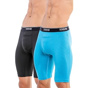 tryb mens compression shorts amp pants  sports innerwear for gym running amp training  quick dry breathable 4-way stretch moisture wicking anti-chafing muscle support athletic wear with pocket