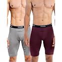 TRYB Mens Compression Shorts Long Leg Performance Underwear Spandex Running Workout Athletic Quick Dry Tights Boxer Brief Trunk Pro-Compression-T.Blue-XXL