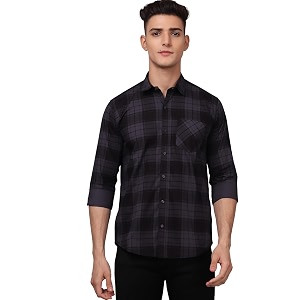 TryBuy Premium Grey Black Checks Cotton Casual
