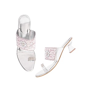 TRYME Fancy Embroidery Kitten Heel Sandal Stylish