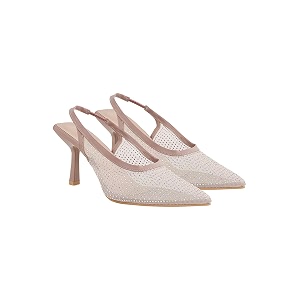 TRYME Women Pointed Toe Stone Embellishment Slingback
