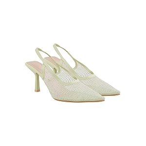 TRYME Women Pointed Toe Stone Embellishment Slingback