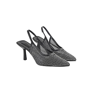 TRYME Women Pointed Toe Stone Embellishment Slingback