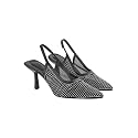 TRYME Women Pointed Toe Stone Embellishment Slingback