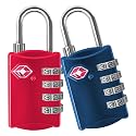 TSA Luggage Locks 2 Pack – 4-Digit Steel – Red/Blue