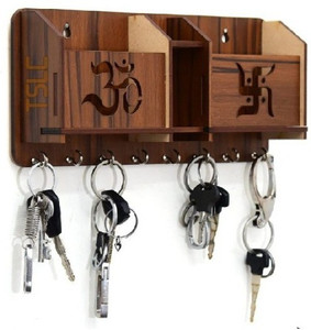 tslc swastik holder key brown wood key holder 8 hooks brown