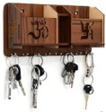 TSLC SWASTIK HOLDER KEY BROWN Wood Key Holder (8 Hooks, Brown)