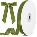 Tsorode 10 Yards Sage Green Velvet Ribbon for Christmas Tree, 5/8 Inch