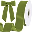 Tsorode 10 Yards Sage Green Velvet Ribbon for Christmas Tree, 1.5 Inch