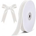 Tsorode 10 Yards White Velvet Ribbon for Christmas Tree, 5/8 Inch