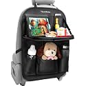 Tsumbay Car Backseat Organizer with Tablet Holder,9 Storage Pockets Foldable Table Tray Seat Back Protectors Kick Mats -PU Leather 1Pck