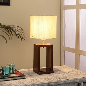 tu casa Wooden Table Lamp with Off-White
