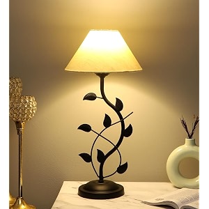 tu casa table lamp  metal base bedside night lamp with cotton shade  decorative lamp for bedroom living room office study  home dcor amp gift item