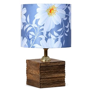 tu casa wooden table lamp floral satin shade for bedroom loungeh-12