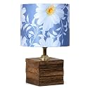 tu casa Wooden Table Lamp Floral Satin Shade for Bedroom, Lounge,H-12